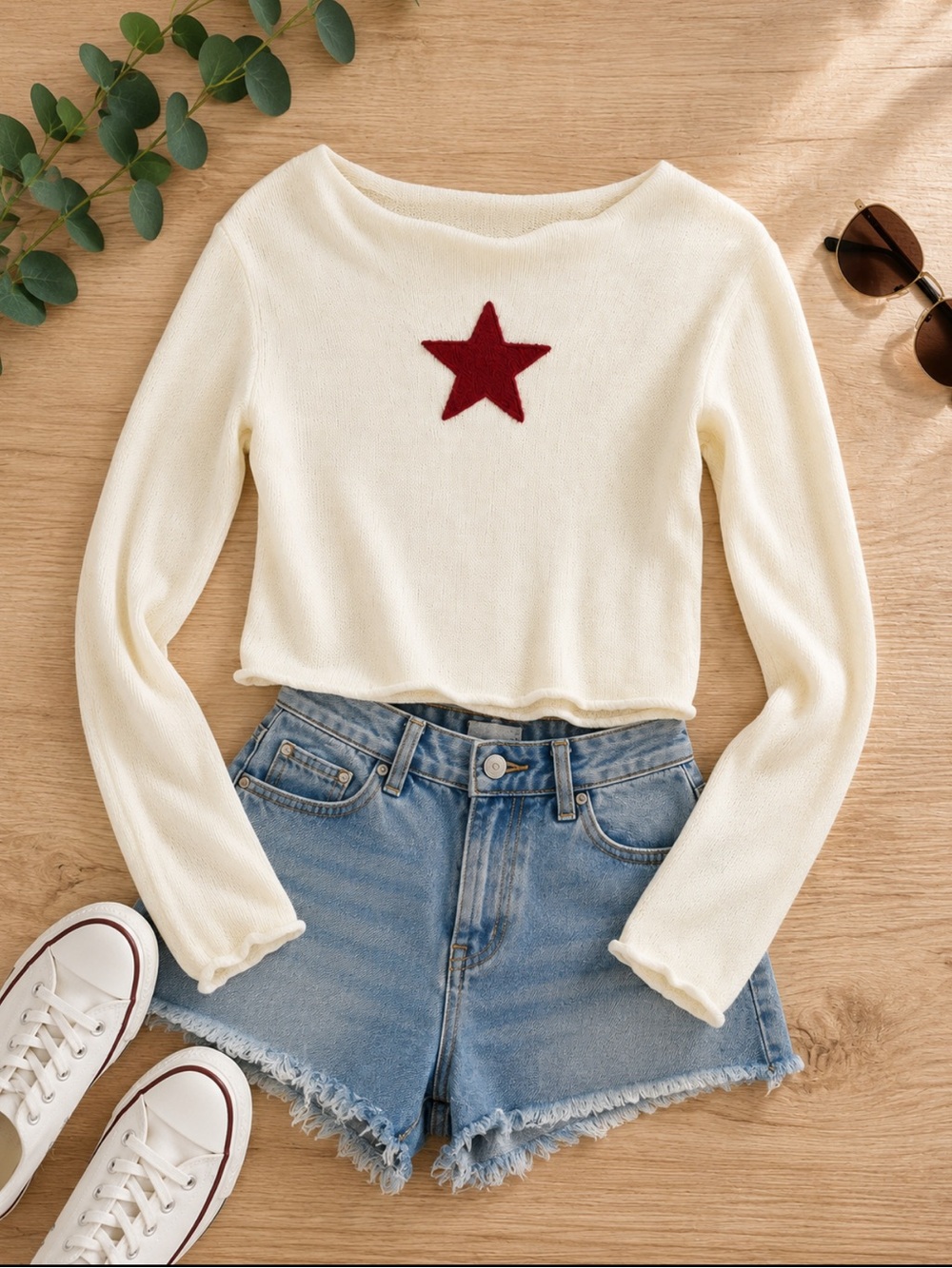 Cider Cropped Star Sweater